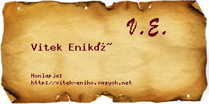 Vitek Enikő névjegykártya